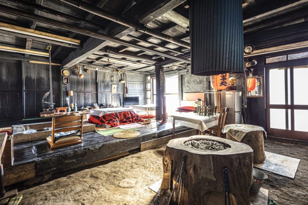 Sunken hearth inside Yamashin farm stay
